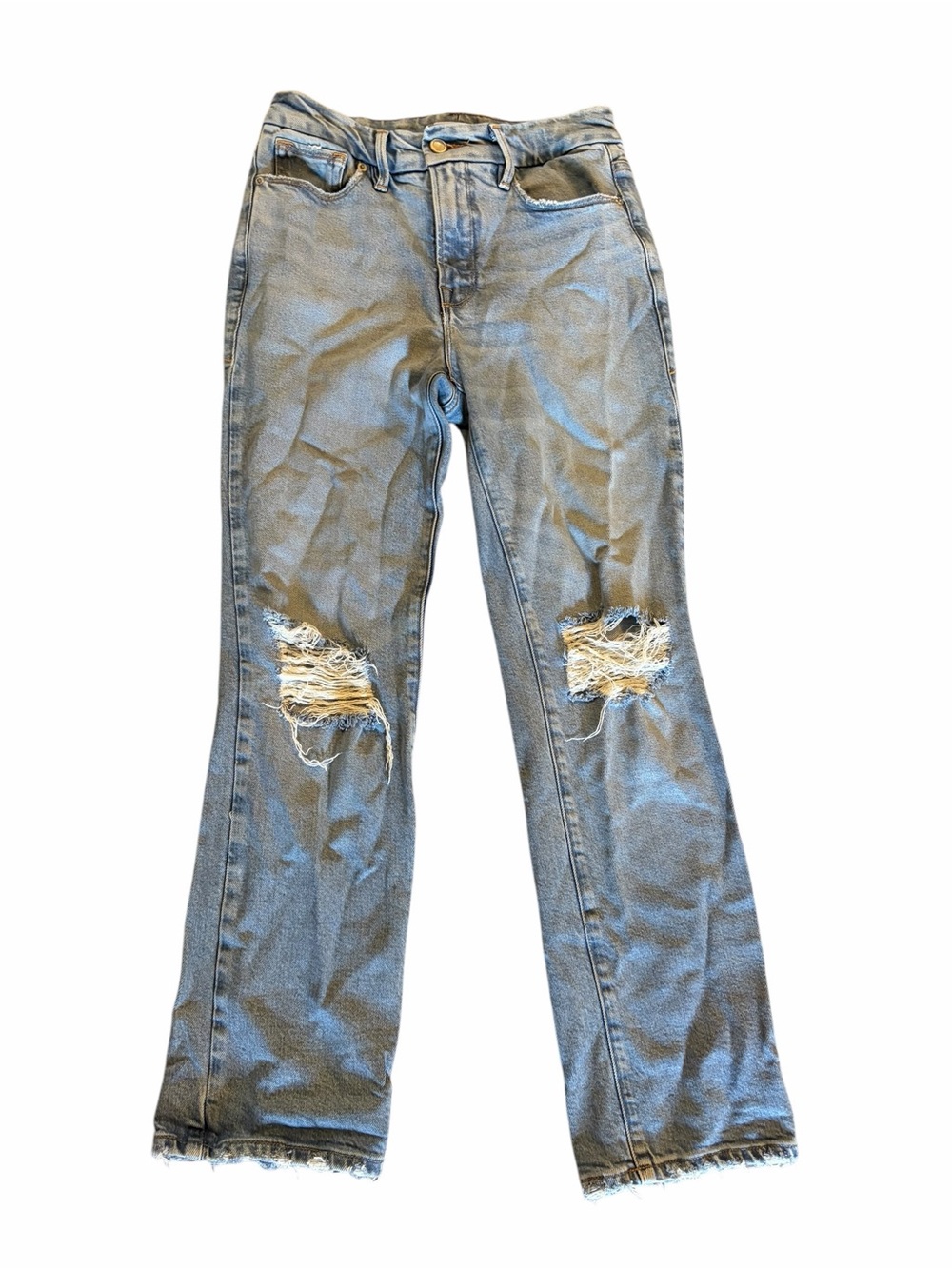 Good American Good Legs Straight Distressed Indigo 510 4/27 - Picture 5 of 12